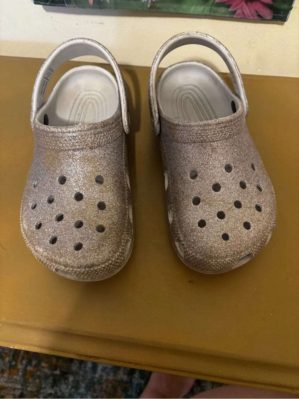 CROCS Kids Glitter Water Clogs in Sparkle Pink-Taupe J2